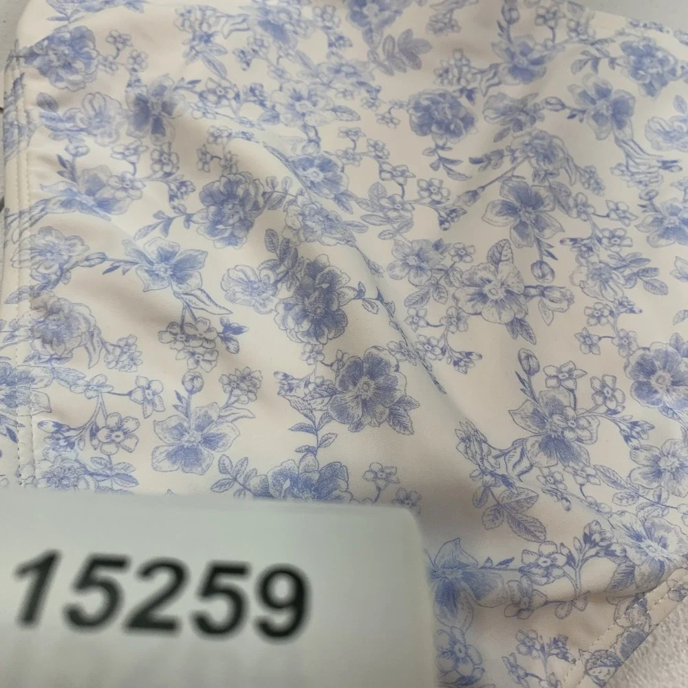 Salt & Cove Junior's Swim Bikini Bottom M Toile Blue Floral Smocked High Waist